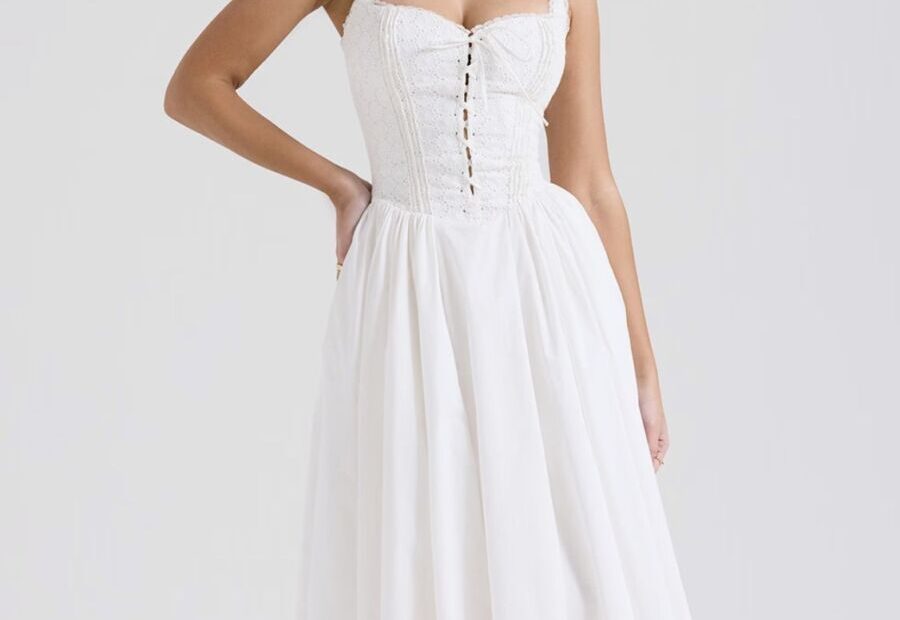 Kerina Wang - HOUSE OF CB white midi dress