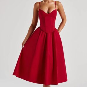 Kerina Wang - BABYBOO red midi dress