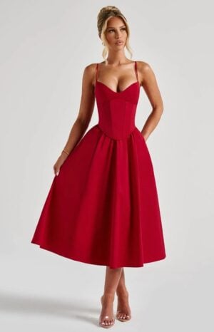 Kerina Wang - BABYBOO red midi dress