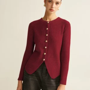 Kerina Wang - COMMENSE burgundy cardigan