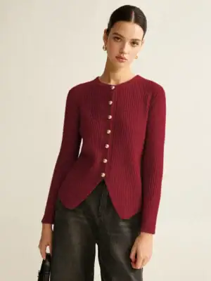 Kerina Wang - COMMENSE burgundy cardigan