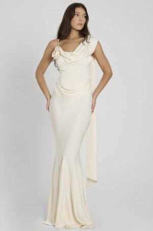 Celine Corset Drape Satin Gown