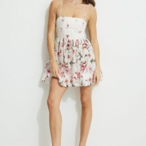 Kerina Wang - Bow Strap Flared Mini Dress