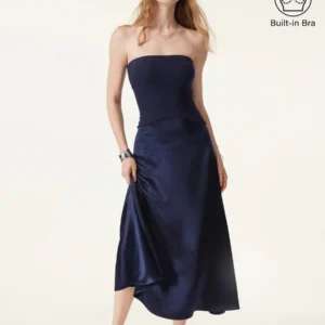 Kerina Wang - Midnight Acetate Non-slip Strapless Midi Brami Dress - Midnight Navy