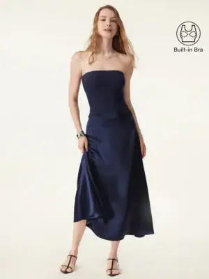 Kerina Wang - Midnight Acetate Non-slip Strapless Midi Brami Dress - Midnight Navy