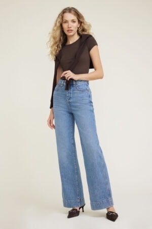 Kerina Wang - Lennon Ultra High Rise Wide Leg Column Jeans - Dynamite Clothing
