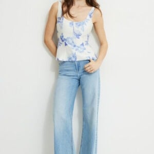 Kerina Wang - Blue Floral Peplum Top