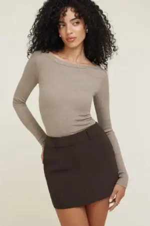 Kerina Wang - DYNAMITE CLOTHING Nola Ribbed Long Sleeve T Shirt