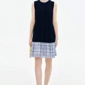 Kerina Wang - Tencel mulberry silk contrast plaid dress - SelfWho