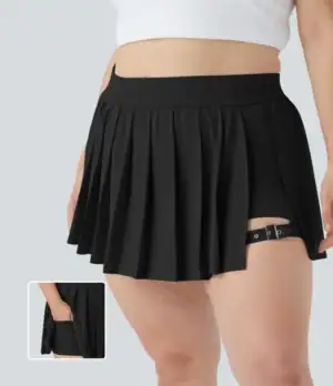 Kerina Wang - Black Pleated Mini Skirt with Buckle