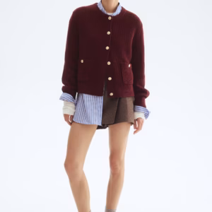 Kerina Wang - H&M Burgundy Cardigan
