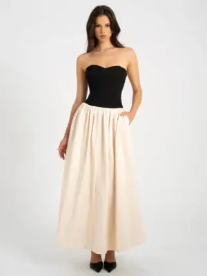 Kerina Wang - MISS CIRCLESana Sweetheart Lace-up Back Drop Waist Maxi Dress