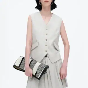 Kerina Wang - Classic V-Neck Suit Vest Jacket - SelfWho