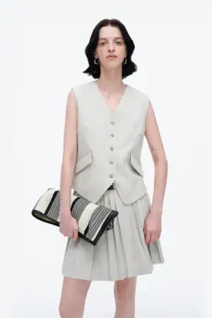 Kerina Wang - Classic V-Neck Suit Vest Jacket - SelfWho