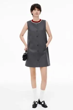 Kerina Wang - Wool Blend Sleeveless Grey Dress - SelfWho