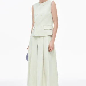 Kerina Wang - Linen blend suit vest, skirt suit - SelfWho