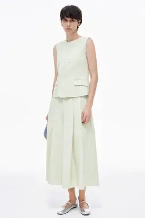Kerina Wang - Linen blend suit vest, skirt suit - SelfWho