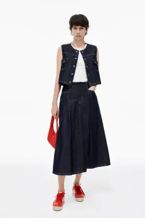 Kerina Wang - Cotton Lyocell Blended Vintage Denim Skirt + Vest - SelfWho