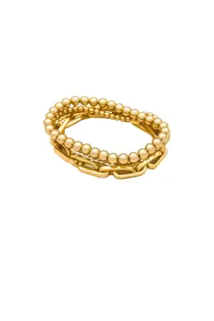 Kerina Wang - Gold beaded and chain bracelet