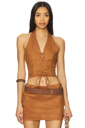Kerina Wang - Tan Tie-up Vest Top