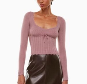 Kerina Wang - Aritzia pink sweater