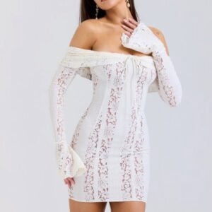 Kerina Wang - House of CB White Vintage Cream Lace Mini Dress