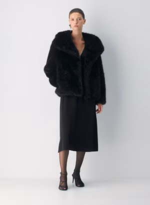 Kerina Wang - ARITZIA Black Faux Fur Coat
