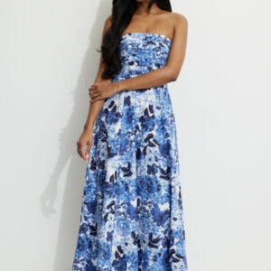 Kerina Wang - Blue Floral Maxi Tube Dress