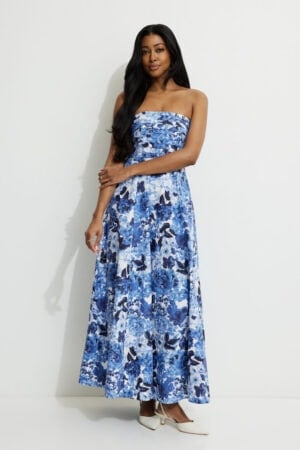 Kerina Wang - Blue Floral Maxi Tube Dress