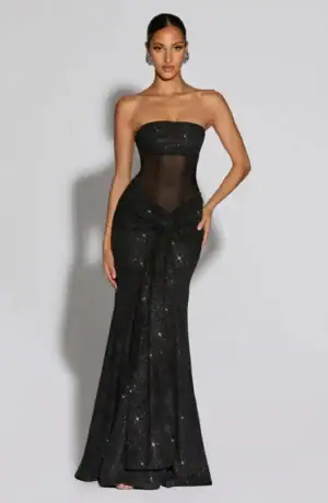 Kerina Wang - Paula Maxi Dress - Black Sparkle - Babyboo