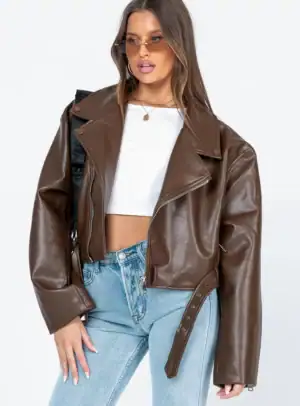 Kerina Wang - Staten island jacket brown - Princess Polly