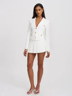 Kerina Wang - Oaklyn White Pleated Mini Skort - Miss Circle