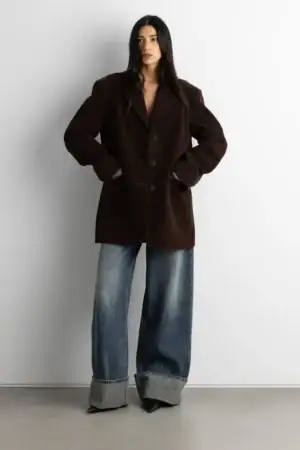 Kerina Wang - Paneled Vegan Suede Blazer - Oak+Fort