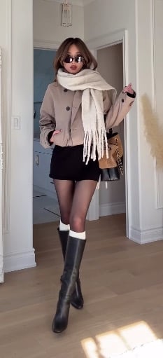 Kerina Wang - Asymmetric Short Trench Coat - Dynamite Clothing