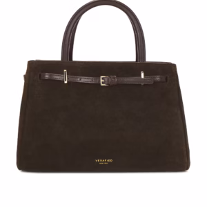 Kerina Wang - Espresso Suede Book Tote Bag 33 - Verafied