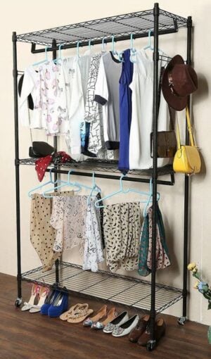 Jennavive 46.4” Metal Rolling Clothing Rack