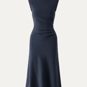 Kerina Wang - Mockneck Tucks Midi Dress - OGLMove