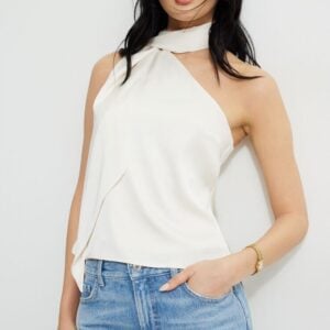 Kerina Wang - Neck Scarf Satin Top - Dynamite Clothing
