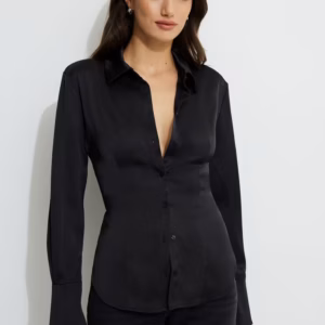 Kerina Wang - Eva Cinched Satin Shirt - Dynamite Clothing