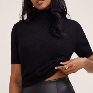 Kerina Wang - Lora Short Sleeve Turtleneck Sweater - Dynamite Clothing