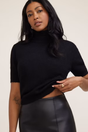 Kerina Wang - Lora Short Sleeve Turtleneck Sweater - Dynamite Clothing