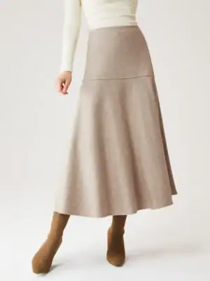 Kerina Wang - Wool-like Flared Maxi Skirt - OGLMove