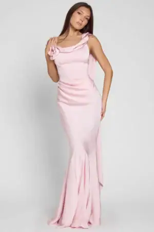 Kerina Wang - Celine Corset Drape Satin Gown - Leau Clothing