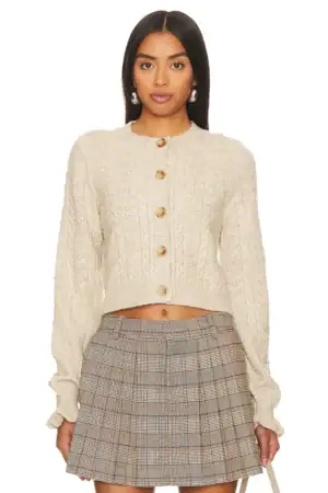 Kerina Wang - Tularosa Palmira Cropped Cable Cardigan - Revolve Clothing