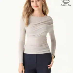 Kerina Wang - Tencel-Wool Gathered Long Sleeve Brami Top  - OGLMove