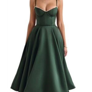 Kerina Wang - Mademoiselle Bustier Stretch Satin Midi Dress - House of CB