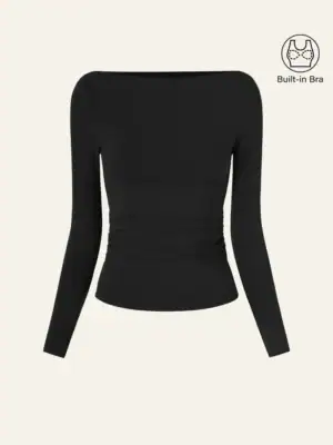 Kerina Wang - Modern Side Ruched Boatneck Brami Top - OGL (Copy)