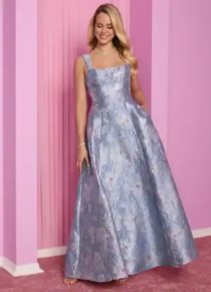 Kerina Wang - Bow Metallic Brocade A-Line Dress - Barbie™ x Azazie