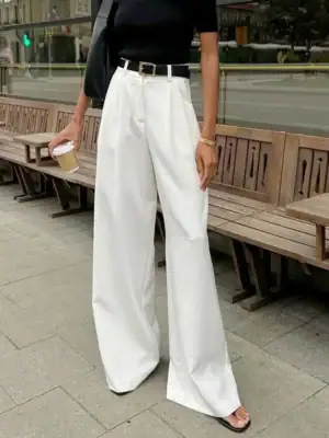 Kerina Wang - Solid Wide Leg Pants Without Belt - Commense