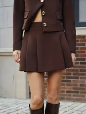 Kerina Wang - High-Waist Pleated Mini Skirt - Commense